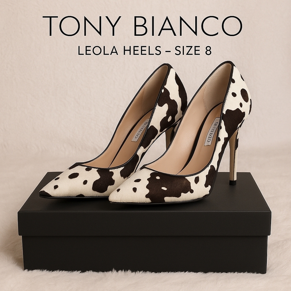 Tony Bianco Leola Heels – Black/White Pony Hair – Size 8